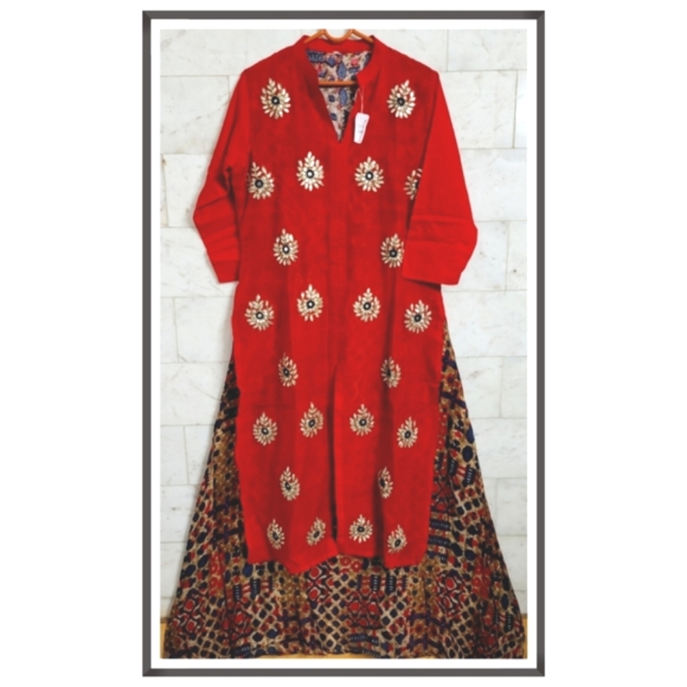 Gota Patti Lehenga Style Kurta - Picture 1 of 14